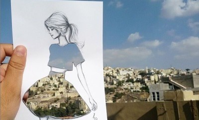 Fashion Illustrator Completes His Designs Using Sunshine, Clouds & Trees